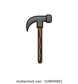 Hammer flat illustration. Vector tooling  icon for design and web.