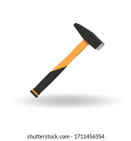 Hammer in flat style but slightly in perspective. No gradient.