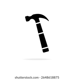 hammer flat vector icon. A straightforward black hammer icon displayed against a white background for easy use in design. 