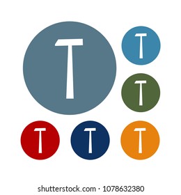 Hammer of a flat vector pictogram. White hammer in a colored circle. Flat icon style for graphic design.