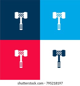 Hammer four color material and minimal icon logo set in red and blue