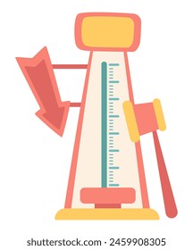 Hammer game attraction in flat design. Power test machine at playground park. Vector illustration isolated.