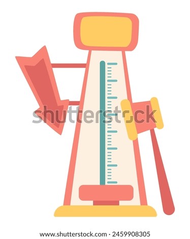 Hammer game attraction in flat design. Power test machine at playground park. Vector illustration isolated.