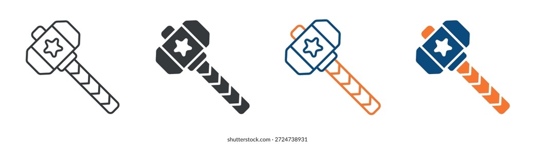 Conjunto de iconos de juego de martillo Colección de estilo múltiple