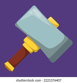 Icono de juego de martillo. Ilustración vectorial de un arma de fantasía. Elemento de diseño para juego móvil, batalla de viking. Símbolo de juego.