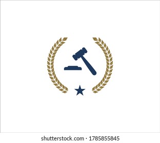 hammer gavel of justice inside wheat ear for lawyer office vector logo design template