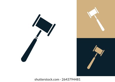 Hammer gavel law icon logo flat template design isolated graphic