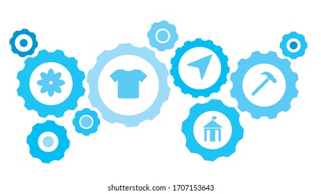 Juego de iconos azules de martillo