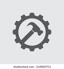 Hammer und Zahnradlogo, Vektorflaeche