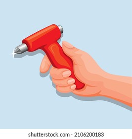 Hammer glass breaker, emergency tools in transportation symbol illustration vector