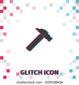 Hammer  glitch effect vector icon.