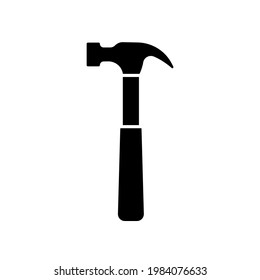 Hammer glyph icon. Vector isolated black illustration.