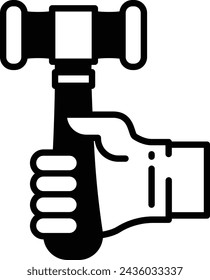 Hammer glyph and line vector illustration