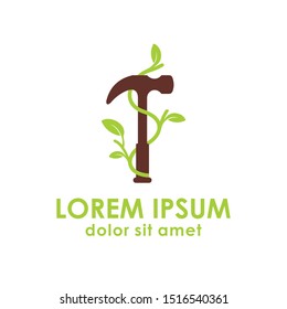 Hammer  green  leaf  hammer  plant. Vector logo template.