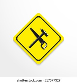 A hammer and a hacksaw. Vector icon.