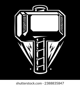 Hammer in the hand, black silhouette on a transparent background, vector pattern for a stencil.
