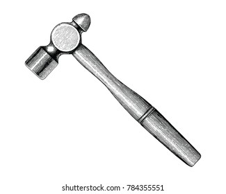 Hammer hand drawing vintage style isolate on white background