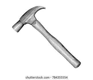 Hammer hand drawing vintage style isolate on white background