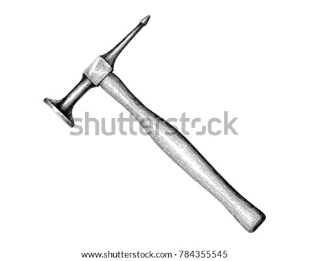 Hammer hand drawing vintage style isolate on white background