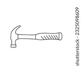Hammer Hand drawn doodle vector icon, isolated on white background