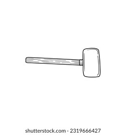 Hammer Hand drawn doodle vector icon, isolated on white background