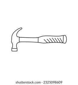 Hammer Hand drawn doodle vector icon, isolated on white background