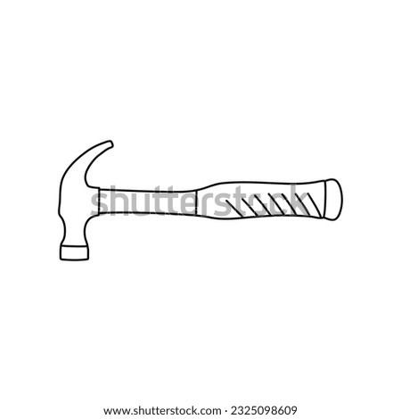 Hammer Hand drawn doodle vector icon, isolated on white background