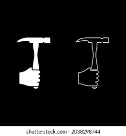 Handheld-Tool verwenden Arm mit dem Arbeitskonzept Symbol für weiße Vektorgrafik Bildflachsatz