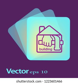 hammer in hand and house vector icon