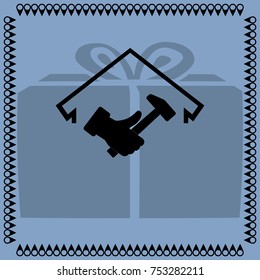 hammer in hand and house vector icon