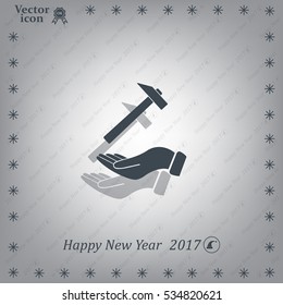 hammer in hand icon