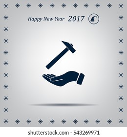 hammer in hand icon