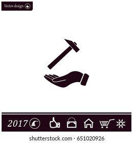 hammer in hand icon