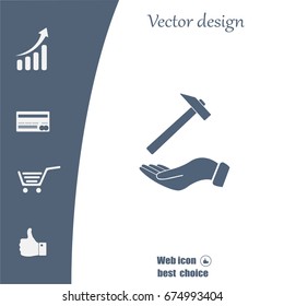 hammer in hand icon