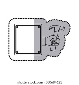 hammer in the hand icon stock, vector illustration image