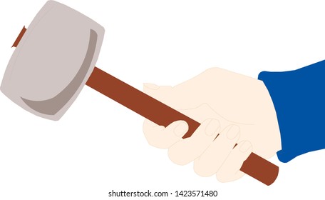 Hammer in hand icon Vector illustration