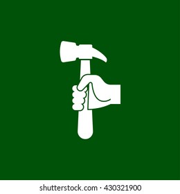 hammer in hand icon. hammer in hand vector illustration
