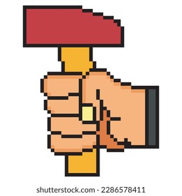  Hammer in hand with pixel art