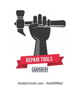 Hammer hand tool icon. Repair construction concept. Isolated illustration. Vector graphic