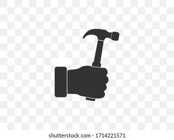 Hammer, hand, tool icon. Vector illustration, flat design.