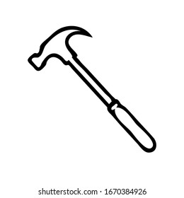Hammer - a hand tool for working with wood. Instrument in doodle style isolated on a white background. Equipment for carpentry work vector illustration