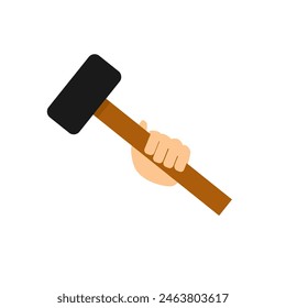 Hammer. Hand with a hammer, vector illustration