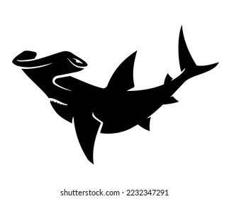 Hammer Head Shark, Aquatic Marine Animal Silhouette