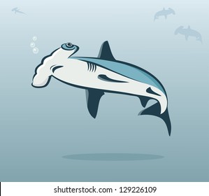 Hammer head shark - vector illustration