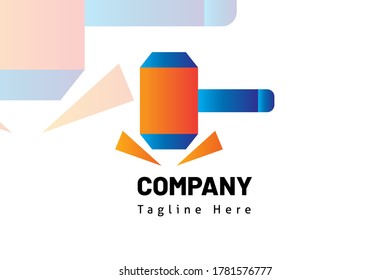 hammer hit illustration logo template for icon construction, developer real estate, initial logo, brand system, marketing kit, and builder company