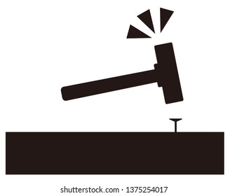 hammer hitting a nail.hammer Vector illustration.nail vector illustration.
