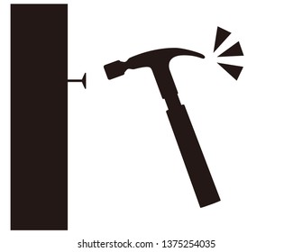 hammer hitting a nail.hammer Vector illustration.nail vector illustration.