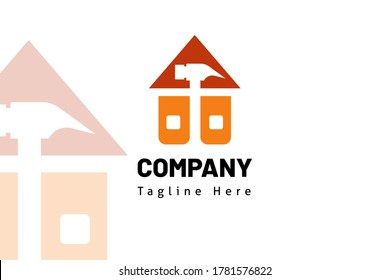 hammer house illustration logo template for icon construction, developer real estate, initial logo, brand system, marketing kit, and builder company