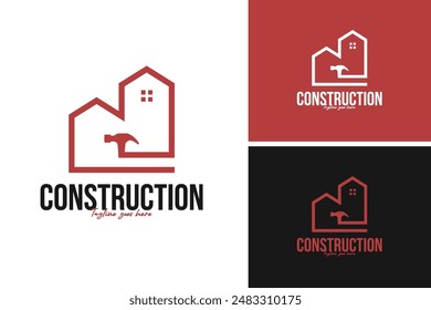 Hammer with house logo design vector illustration template idea