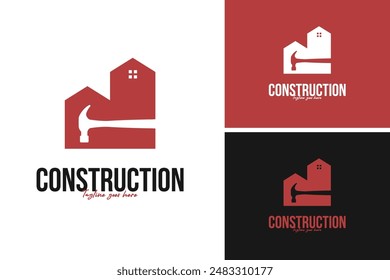 Hammer with house logo design vector illustration template idea